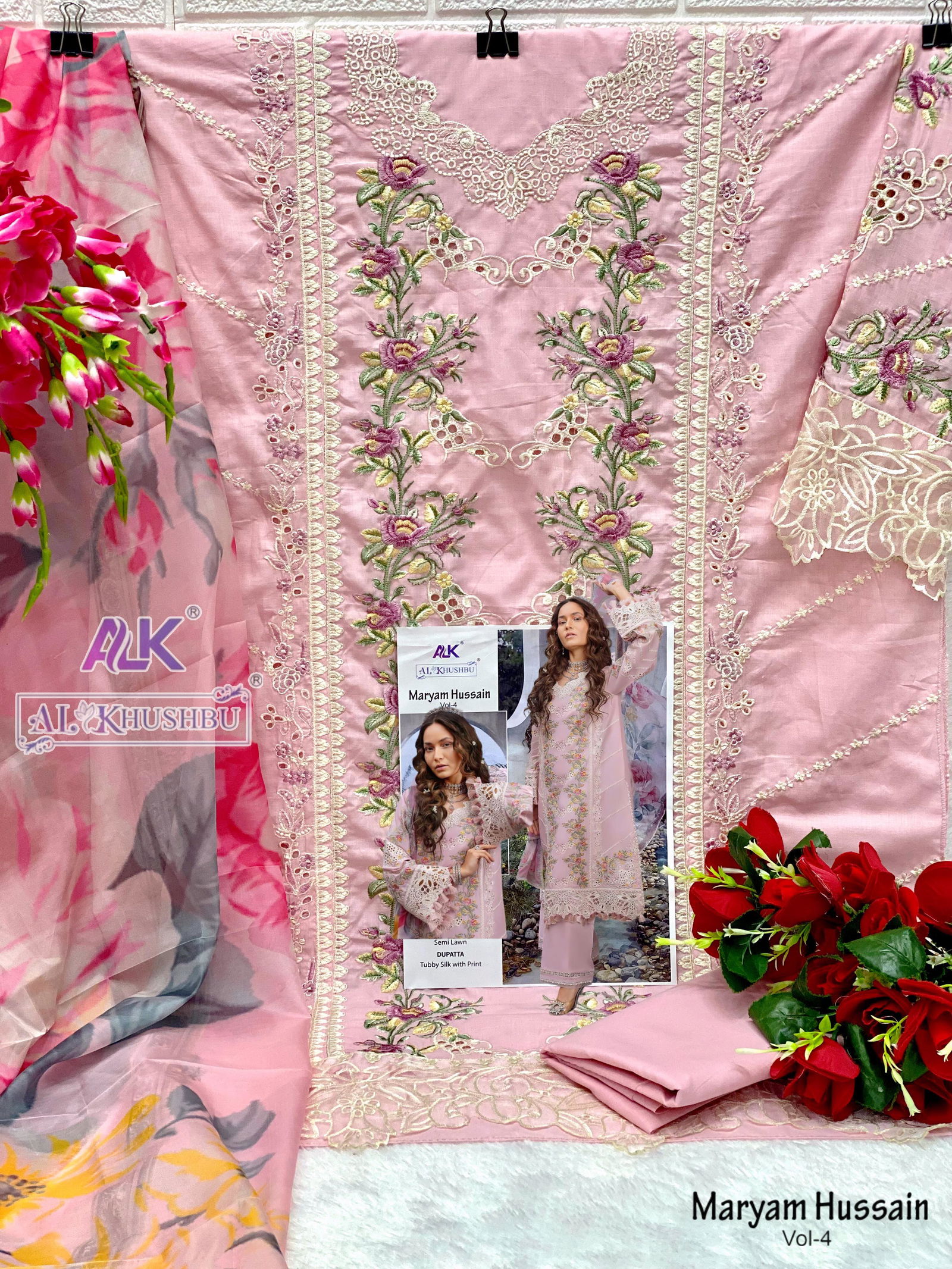 Maryam Hussain Vol 4 By Alk Khushbu Cambric Cotton Pakistani Suits Wholesale Shop In Surat
